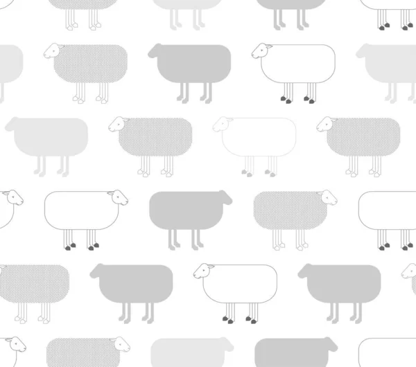 Sheep Pattern Seamless Ewe Background Ornament Kids Fabric — Stock Vector