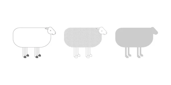 Sheep Linear Set Ewe Isolated Vector Illustration — Stock Vector