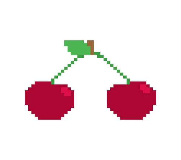 Cherry Pixel Art Třešně Bit Pixelovaná Vektorová Ilustrace — Stockový vektor