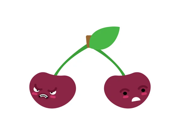 Cherry Grälade Två Körsbär Grälar Begreppet Oenighet Relationer Kvarsittning Älskare — Stock vektor