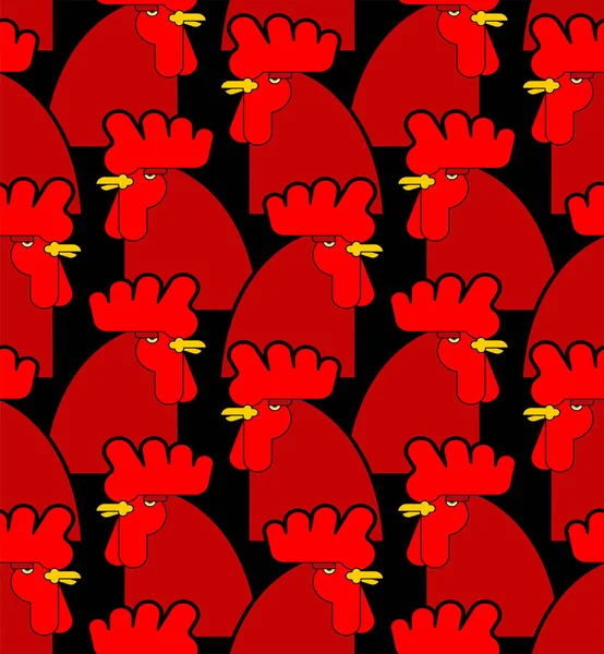 赤い鶏のパターンをシームレスに 赤いコックの背景 子供服の飾り — ストックベクタ