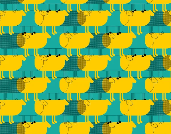 Sheep Pattern Seamless Ewe Background Ornament Kids Fabric — Stock Vector