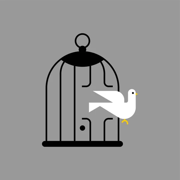 Colombe Volé Hors Cage Illustration Vectorielle — Image vectorielle