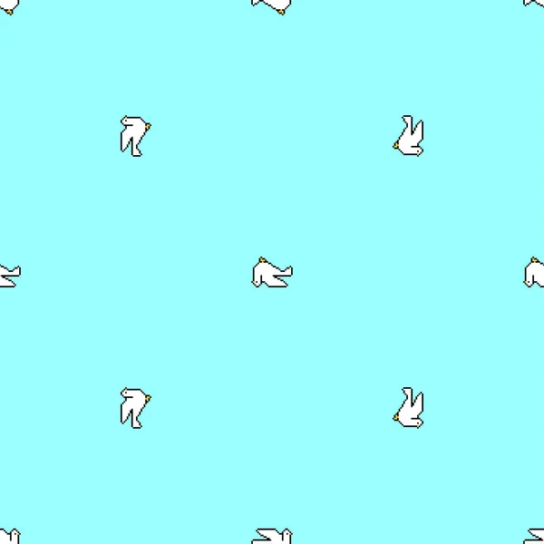 Pigeon Pixel Art Pattern Seamless Pixelated Dove Bit Background — Stock Vector