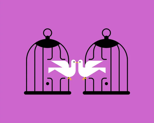 Güvercin Kafesten Uçtu Özgür Aşk Kavramı — Stok Vektör