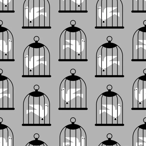 Güvercin Kafes Desenli Pürüzsüz Kafesteki Kuş Özgürsüzlük Dokusu Kavramı — Stok Vektör