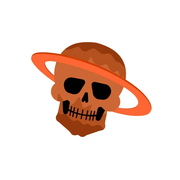 Planeta Skull Cabeza Esqueleto Anillo Jupiter — Vector de stock
