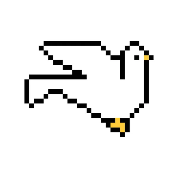ピジョンピクセルアート ピクセル化された鳩8ビット — ストックベクタ