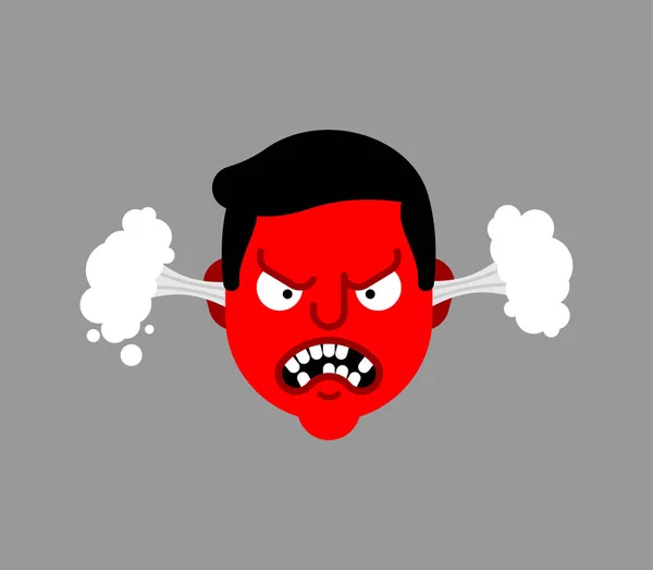 Gniewny Dym Uszu Pojęcie Nienawiści — Wektor stockowy