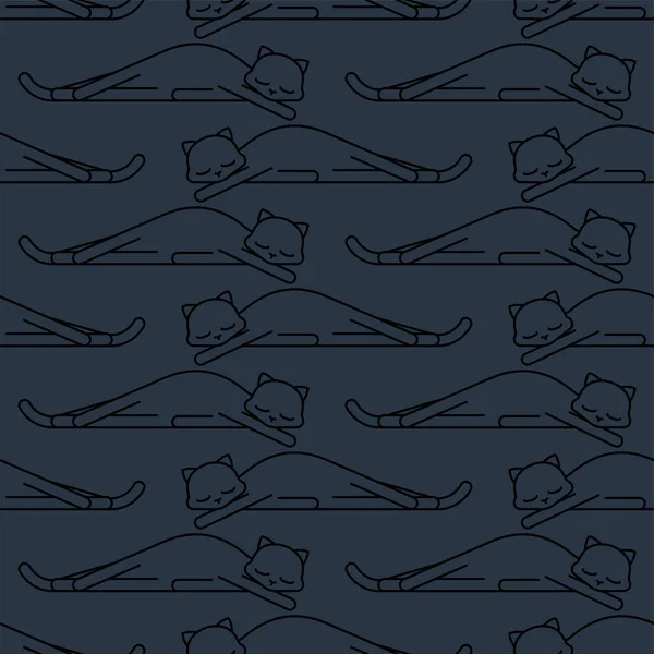 睡猫模式无缝 宠物的睡眠背景 矢量纹理 — 图库矢量图片