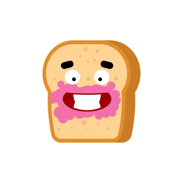 Stück Brot Und Marmelade Cartoon Niedliche Figur — Stockvektor