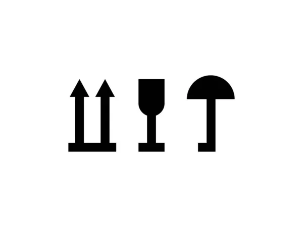 Podpis Pro Odeslání Izolované Krabice Křehký Vršek Deštník — Stockový vektor