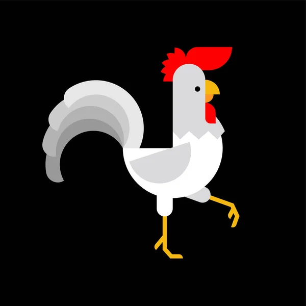 Rooster Loopt Geïsoleerde Cartoon Boerderijvogel — Stockvector