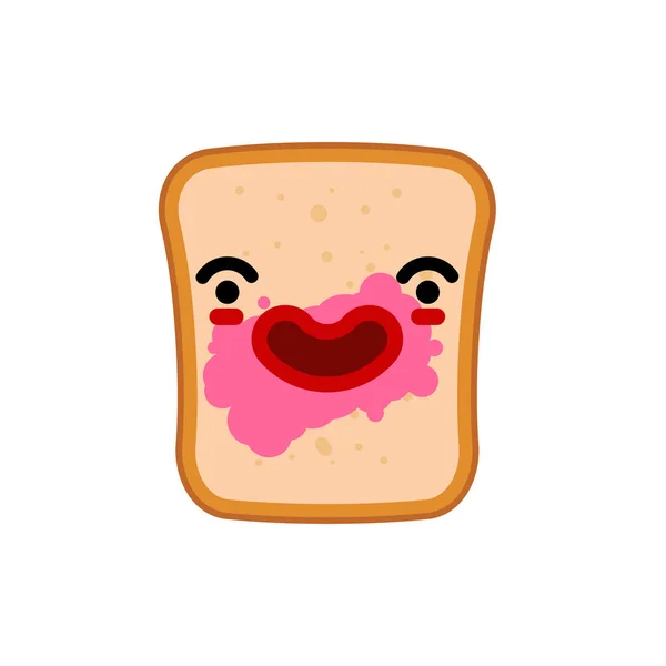 Stück Brot Und Marmelade Cartoon Niedliche Figur — Stockvektor