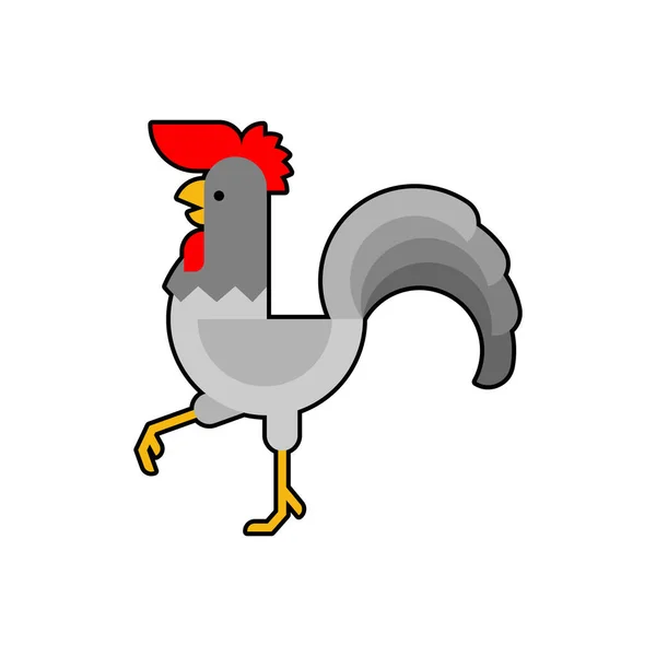 Rooster Loopt Geïsoleerde Cartoon Boerderijvogel — Stockvector