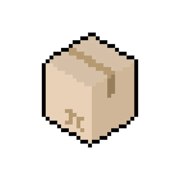 Parcel Box Pixel Art Bit Postal Box Vector Illustration — Stock Vector