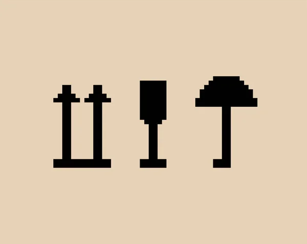 Signe Pour Envoyer Pixel Art Boîte Bits Fragile Haut Parapluie — Image vectorielle