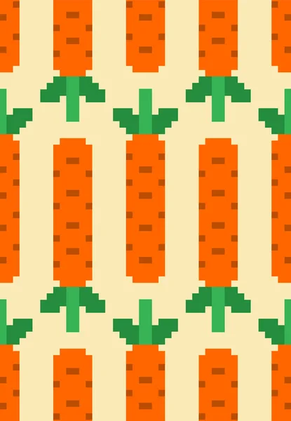 Motif Pixel Art Carotte Sans Couture Texture Pixellisée Bits Légumes — Image vectorielle