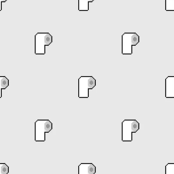 Toilettenpapier Rolle Pixel Art Muster Nahtlos Bit Toilettenpapier Pixeligen Hintergrund — Stockvektor