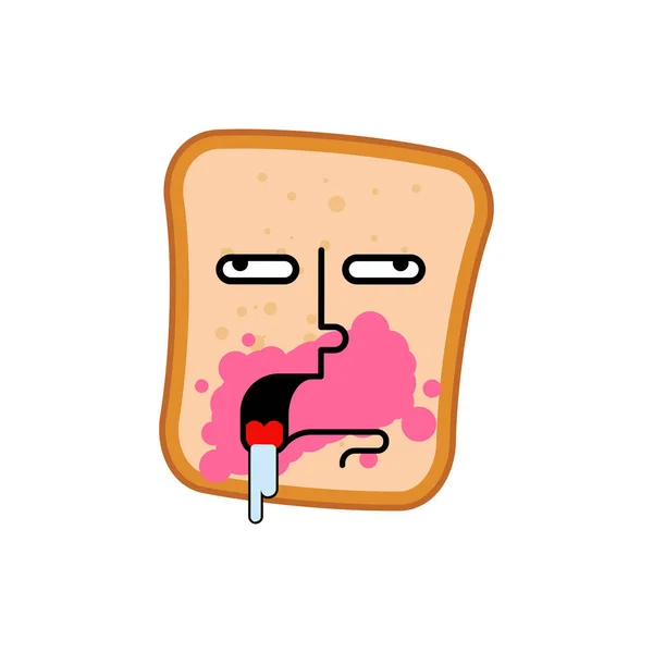 Stück Brot Und Marmelade Dummen Charakter — Stockvektor