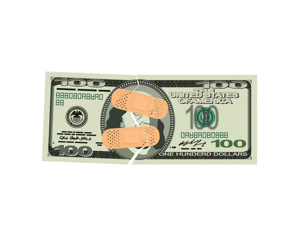 Доллар Пластырем Забота Помощь Деньгам — стоковый вектор