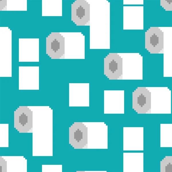 Carta Igienica Rotolo Pixel Art Modello Senza Soluzione Continuità Bit — Vettoriale Stock