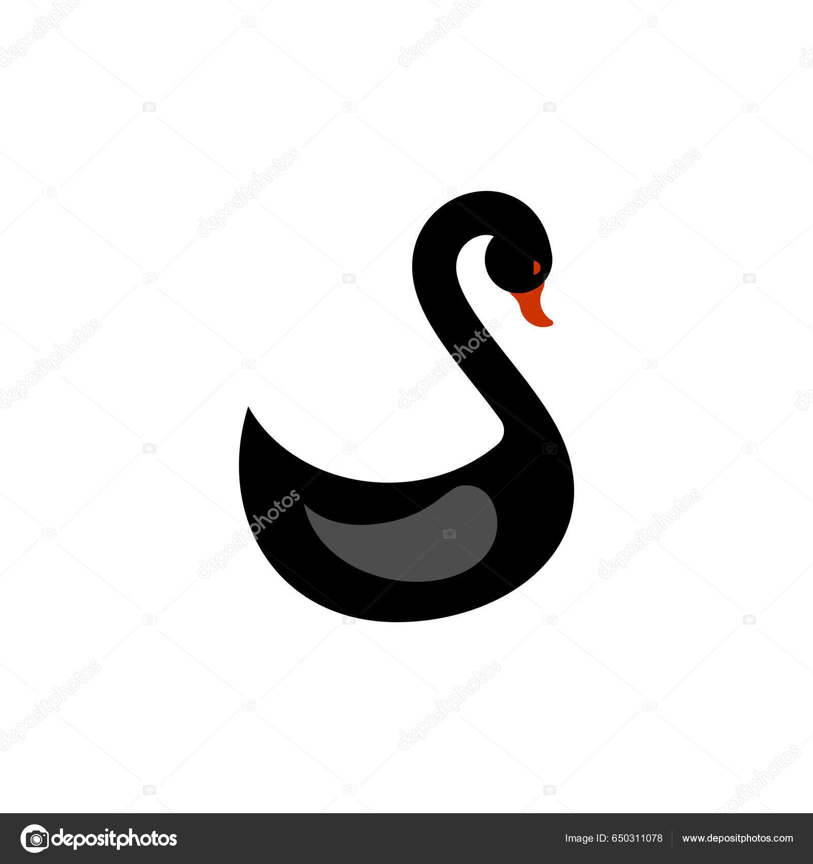 Black Swan Isolated Waterfowl Vector Illustration Stock Vector by