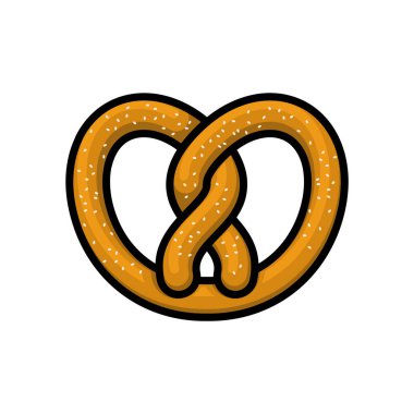 Bretzel izole edildi. Alman pastanesi yemek ikonu. Vektör illüstrasyonu