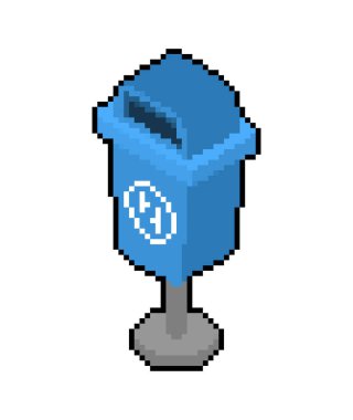 Çöp konteyneri piksel sanatı. 8 bit çöp kutusu piksellendi