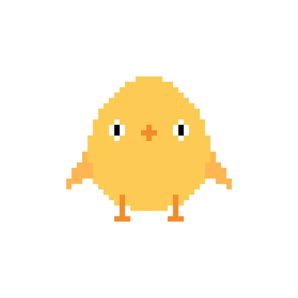 Seni Piksel Ayam Terisolasi Bit Ilustrasi Vektor Pixelated Ayam Kecil - Stok Vektor
