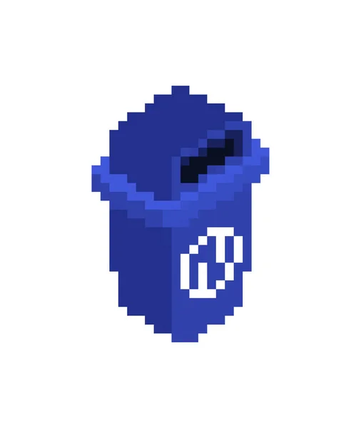 Arte Pixel Recipiente Lixo Lixo Bits Pode Pixelado — Vetor de Stock