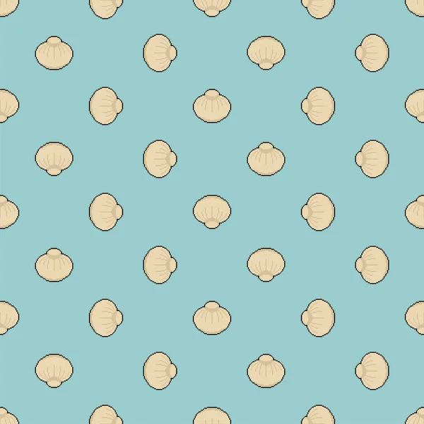 Dumplings Chinos Pixel Arte Patrón Sin Costuras Bit Alimentación Pixelada — Vector de stock