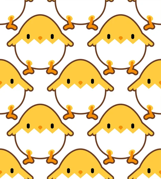 Chicken Cartoon Cute Pattern Seamless Little Chicken Background Baby Fabric — Stock Vector