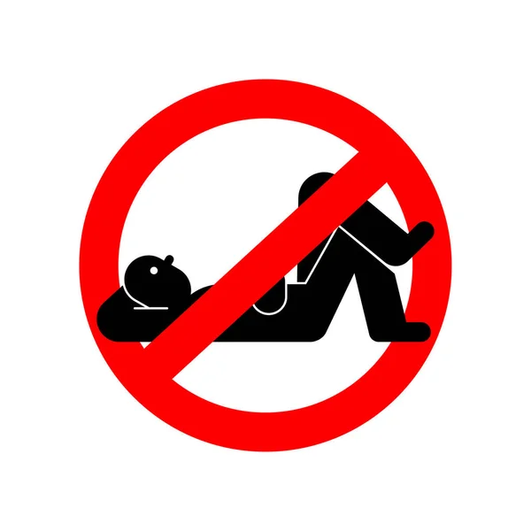 停止人类休息 红色道路禁止标志禁止男人撒谎放松标志 — 图库矢量图片