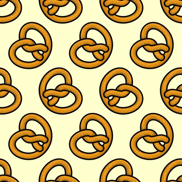Bretzel的图案无缝德国面包店背景 矢量纹理 — 图库矢量图片