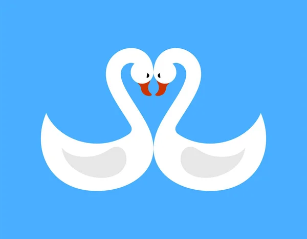 Два Лебедя Символ Любви Векторная Иллюстрация — стоковый вектор