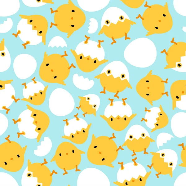 Chicken Cartoon Cute Pattern Seamless Little Chicken Background Baby Fabric — Stock Vector