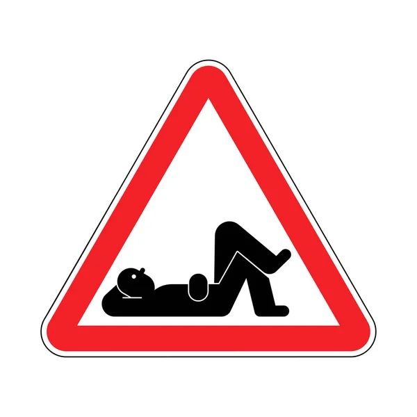 人休息 红路三角小心家伙躺着放松标志 — 图库矢量图片