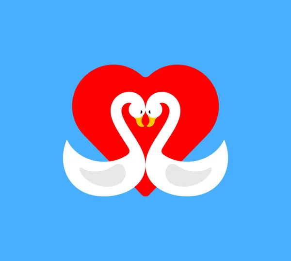 Dois Cisnes Símbolo Amor Ilustração Vetorial — Vetor de Stock