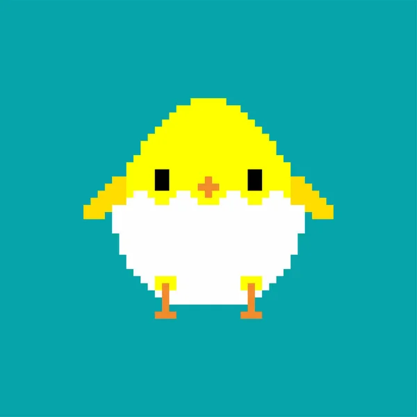 Kyckling Pixel Konst Isolerad Bitars Liten Kyckling Pixelated Vektor Illustration — Stock vektor