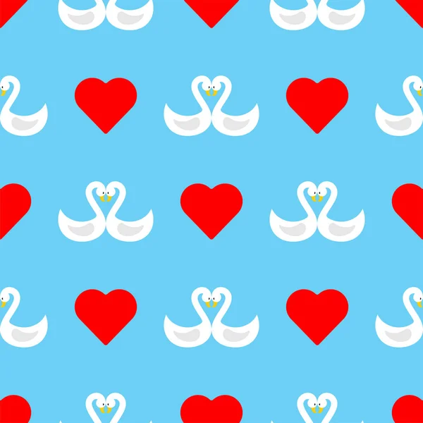 愛のパターンの2つの白鳥のシンボルをシームレスに ベクトル背景 — ストックベクタ