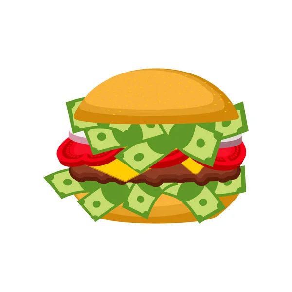 Hamburger Soldi Hamburger Con Dollari Fast Food Milionario — Vettoriale Stock
