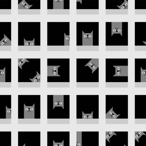 Katzenhaus Muster Nahtlos Katze Fensterhintergrund Textur Des Babygewebes — Stockvektor