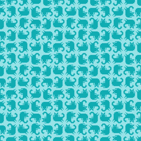 Cat Pixel Art Muster Nahtlos Bit Klapphintergrund Verpixelte Babytextur — Stockvektor