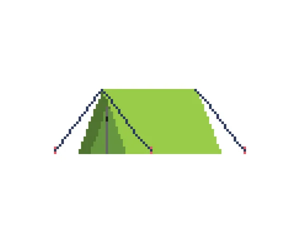 Pixel Tenda Campeggio Art Bit Tenda Turistica Isolata Illustrazione Vettoriale — Vettoriale Stock