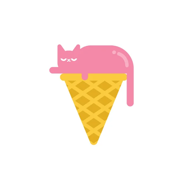Crème Glacée Chat Isolé Animal Esquimau Illustration Vectorielle — Image vectorielle