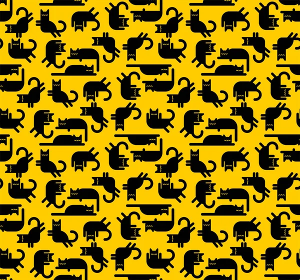 Черная Кошка Бесшовная Пэт Фон Текстура Ткани Младенца — стоковый вектор