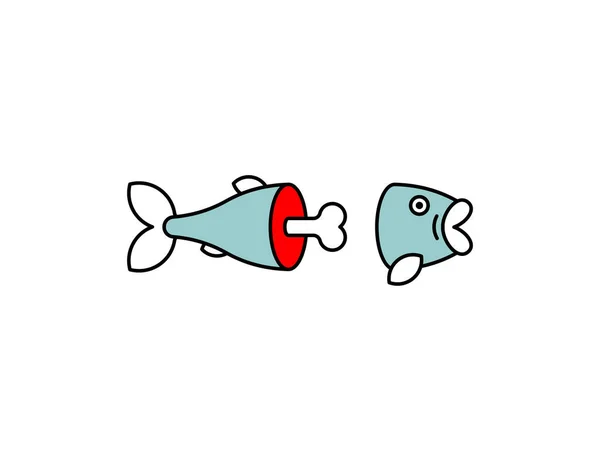 Nakrájené Ryby Kosti Izolované Vektorová Ilustrace — Stockový vektor