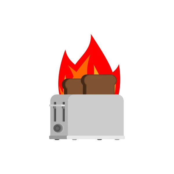 Pane Tostato Fuoco Pane Bruciato Nel Tostapane — Vettoriale Stock