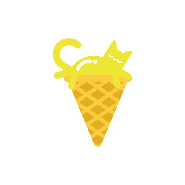 Crème Glacée Chat Isolé Animal Esquimau Illustration Vectorielle — Image vectorielle